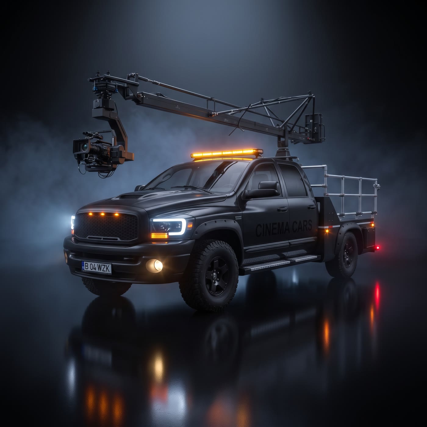 Cinema Cars Dodge Ram with a camera crane and remote head