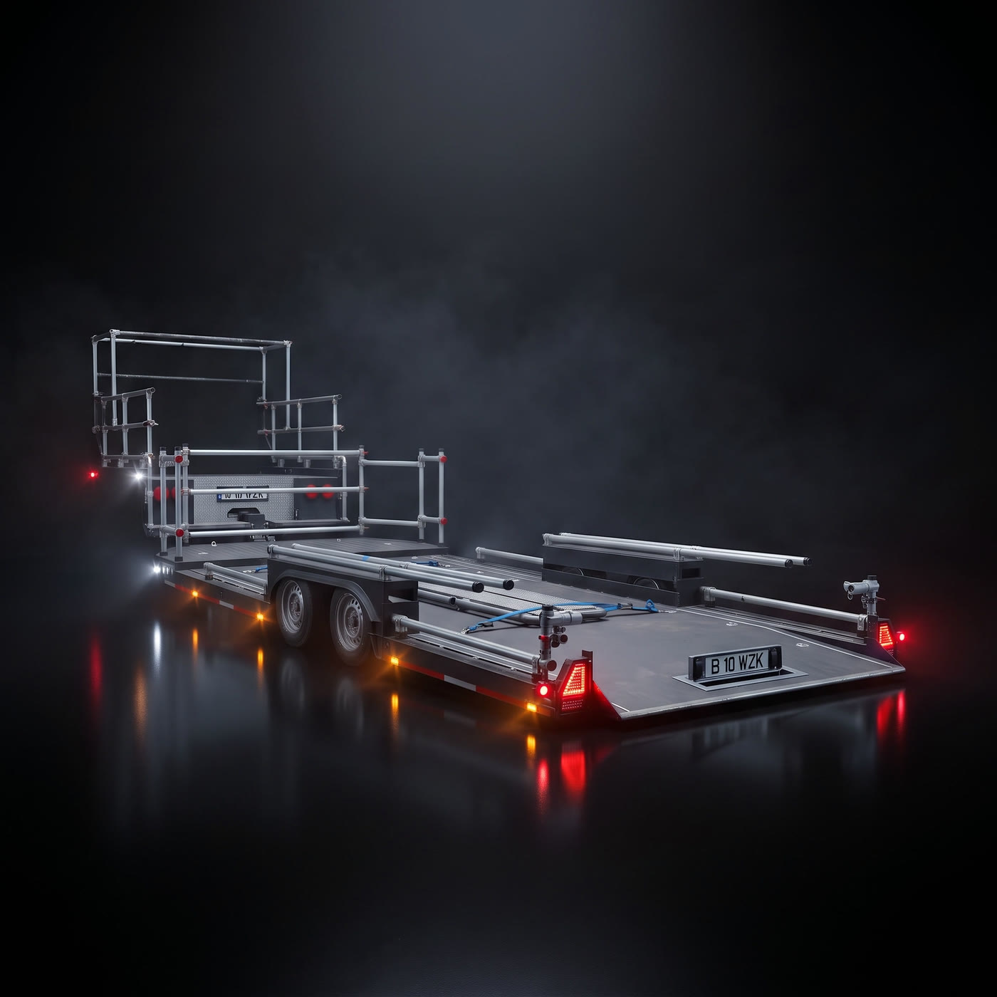The Cinema Cars low loader: an aluminium-deck film trailer with railings
